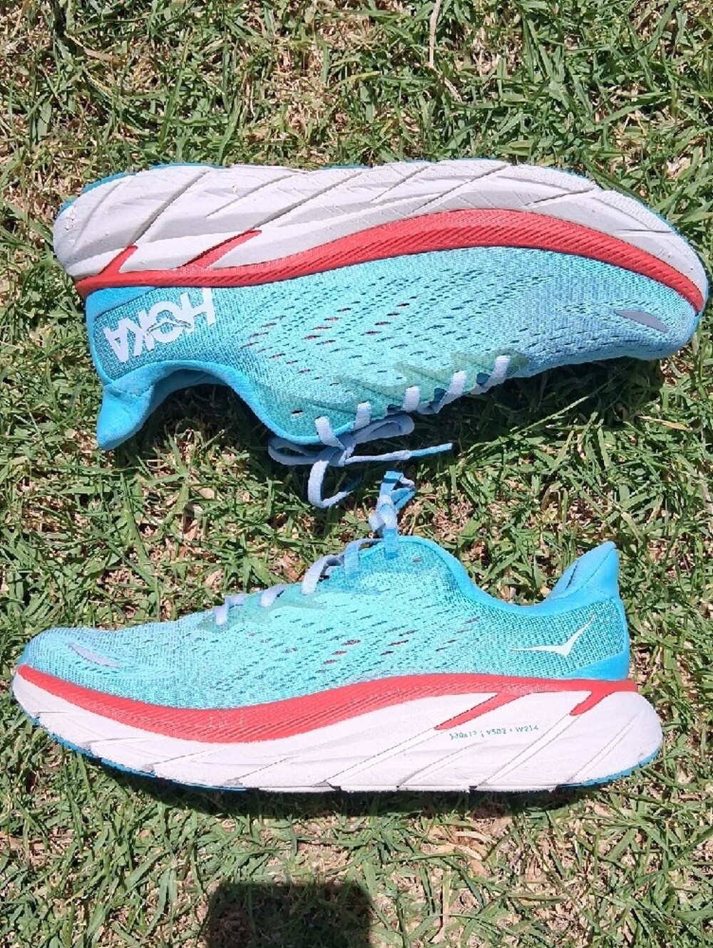 Hoka One One Women's Running Shoes - Aqua with Coral and White - Picture 3 of 13